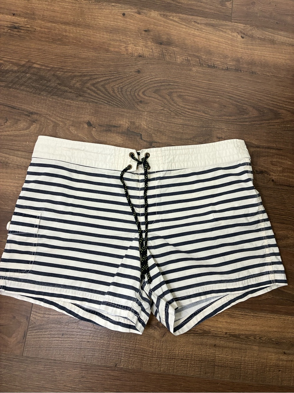 J. Crew Cream and Navy Striped Women’s Board/Swim Shorts